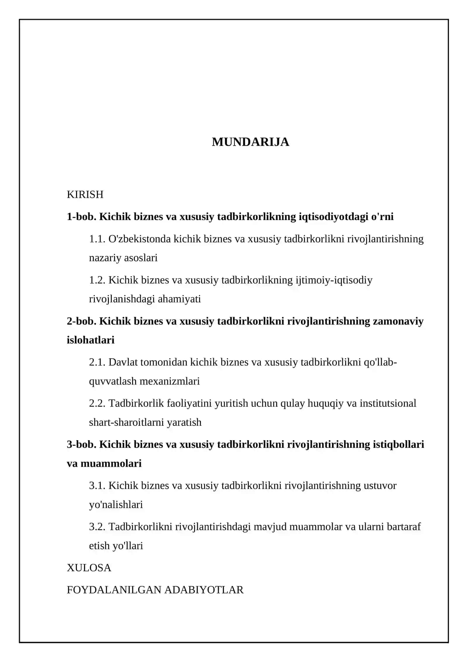 Kichik biznes va xususiy tadbirkorlikni rivojlantirish - islohatlarning muhim ustuvor yonalishi 2