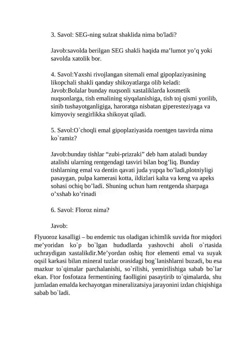 Emal gipoplaziyasi va flyuorozi 2