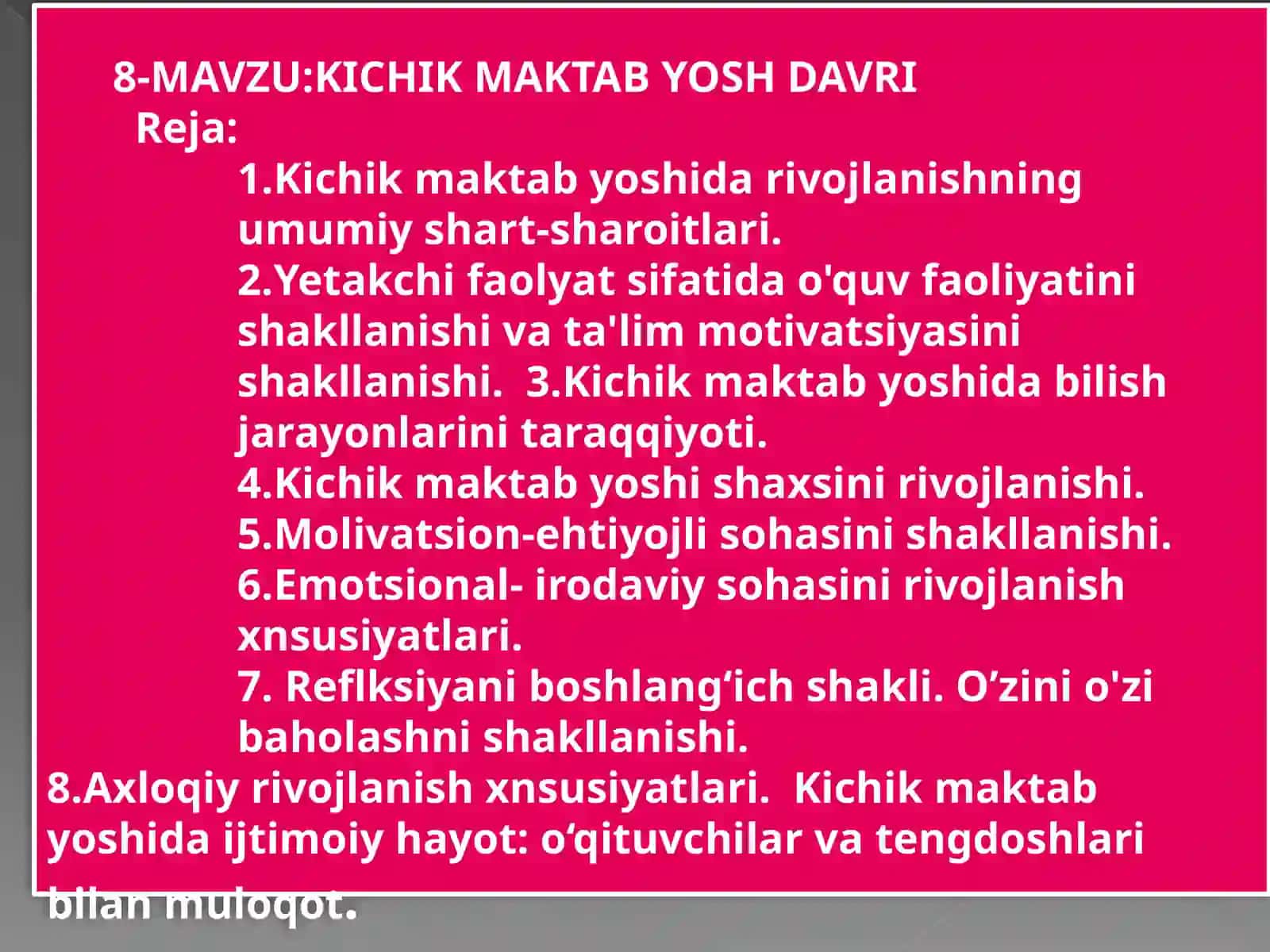 RIVOJLANISH PSIXOLOGIYASI PEDAGOGIKA PSIXOLOGIYA 2