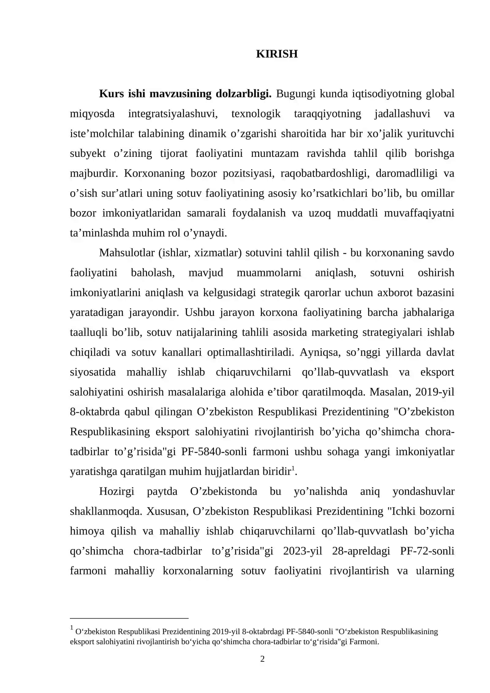 Mahsulot (ishlar va xizmatlar) sotuvini tahlil qilish 2
