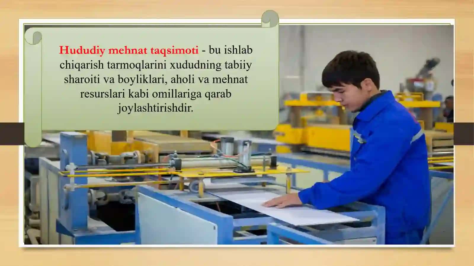 3-MA’RUZA. HUDUDIY MEHNAT TAQSIMOTI VA ISHLAB CHIQARISHNI JOYLASHTIRISH 2