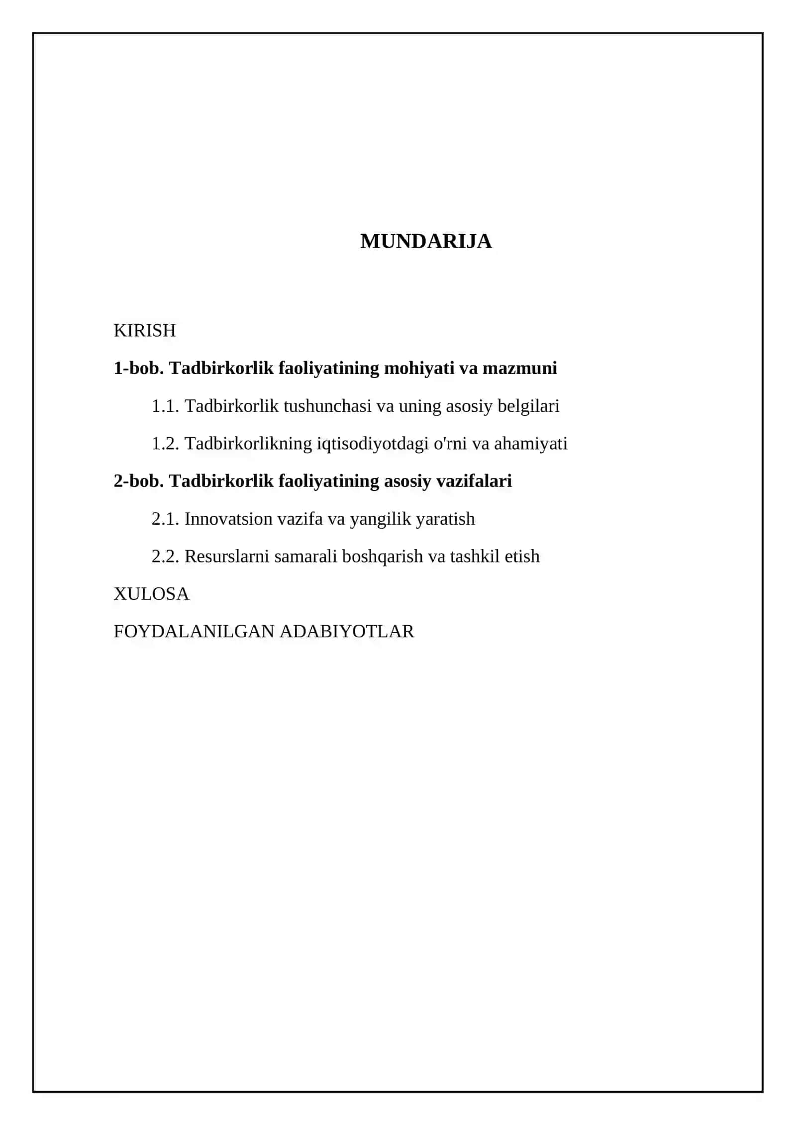 Tadbirkorlik faoliyati va uning vazifalari 2