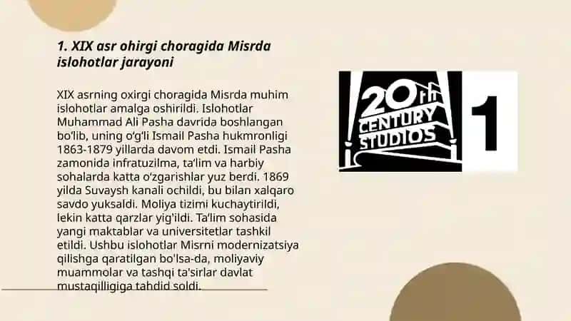 XIX asr ohirgi choragida Misrdagi siyosiy vaziyatlar 2