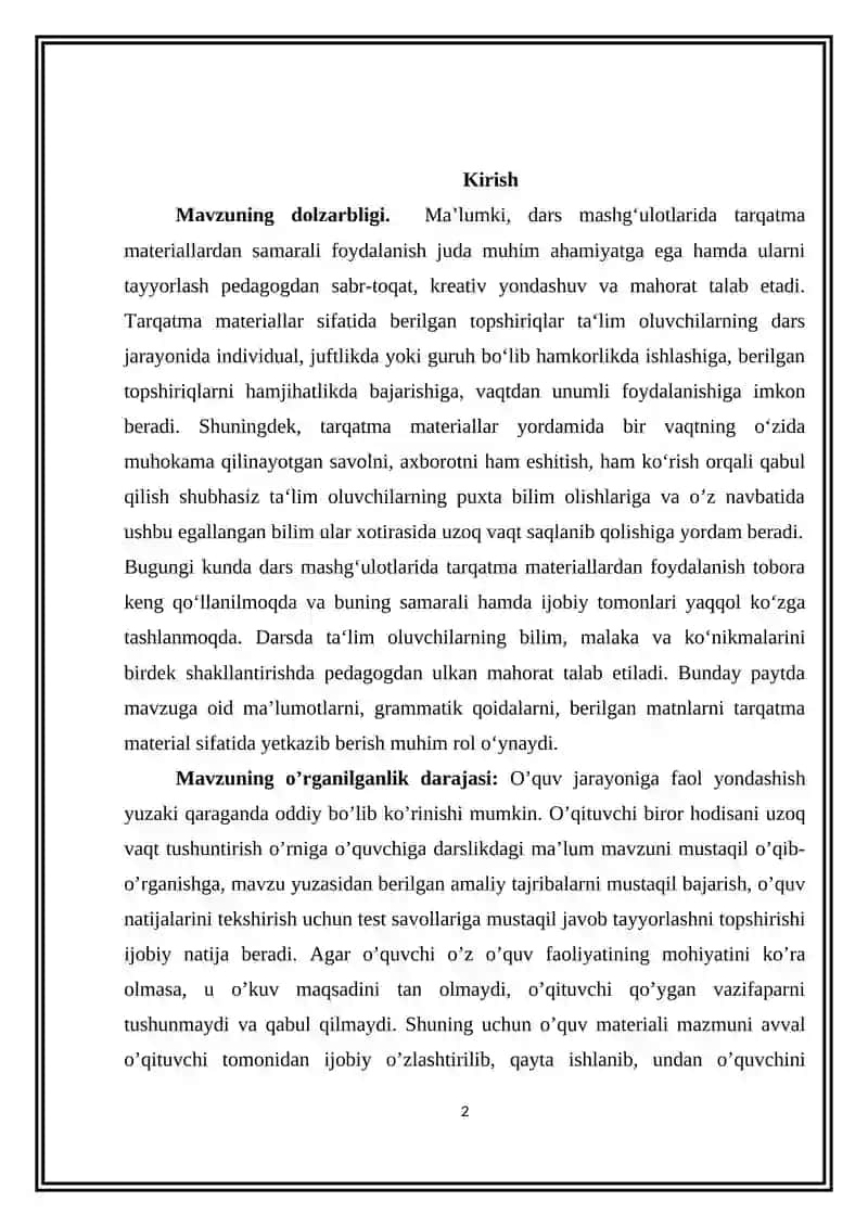 Harakatli masalalar bo’yicha ko’rgazmali qurollar ishlab chiqarish 2