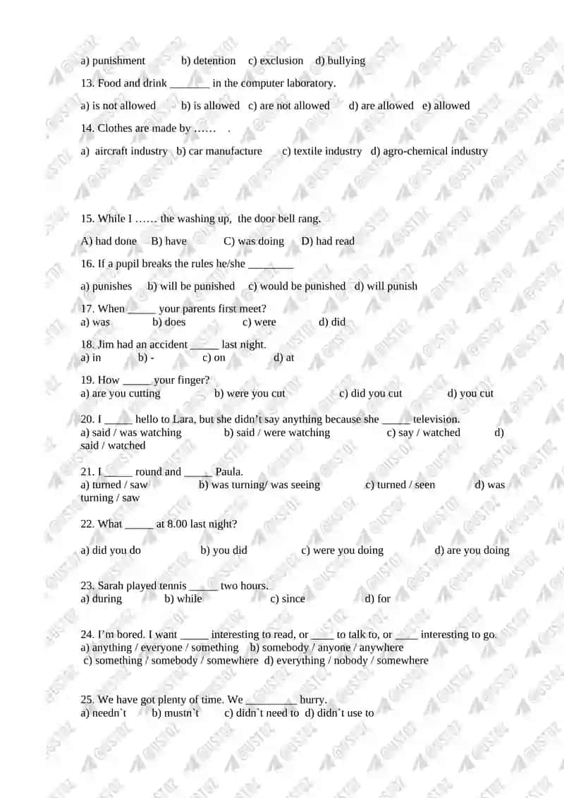 9-SINF INGLIZ TILI FANIDAN MAKTAB BOSQICH OLIMPIADA SAVOLLARI 2