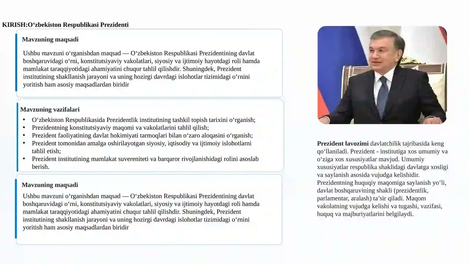 O‘zbekiston Respublikasi
Prezidenti 2