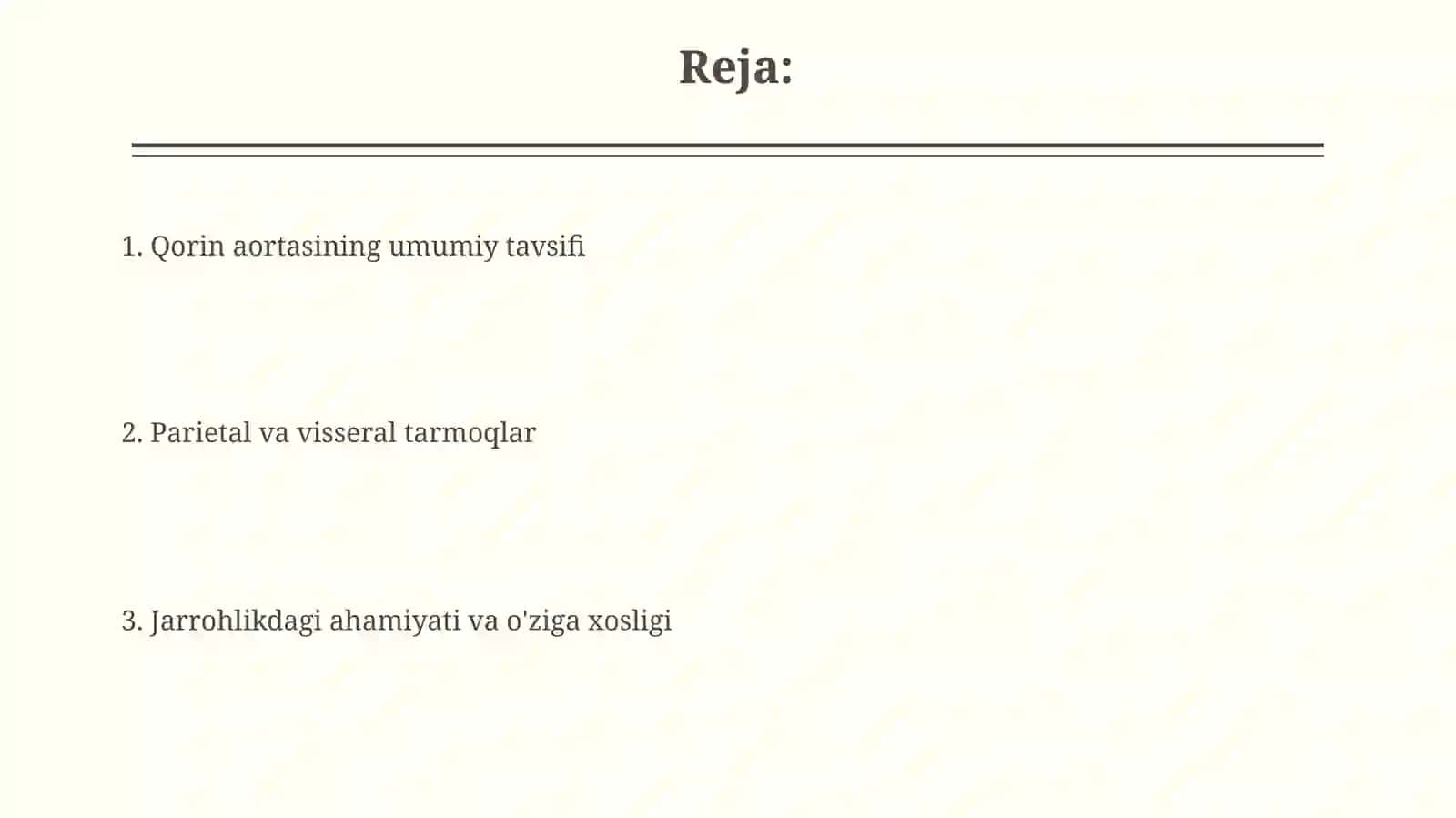 Qorin aortasining tarmoqlari. Ichki a'zolarning ta'minlanishining jarrohlikdagi ahamiyati o'ziga xosligi 2