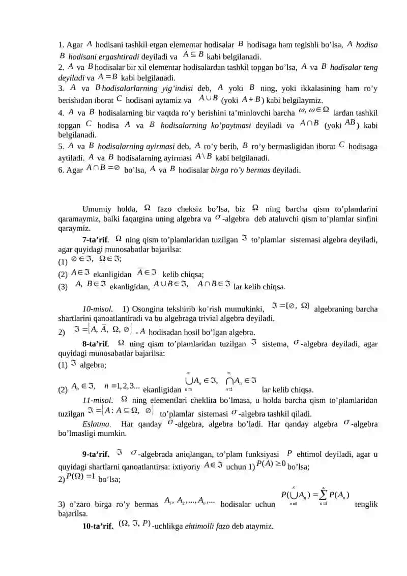 Ehtimol tushunchasi. Tasodifiy hodisalar 2