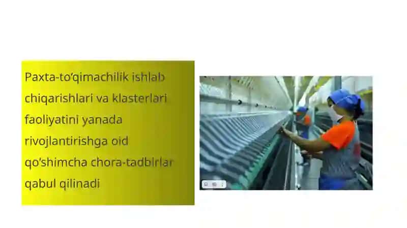 Paxtadan toʻqimachilik mahsulotlarini ishlab chiqarish tizimini xalq hoʻjaligidagi axamyati 2