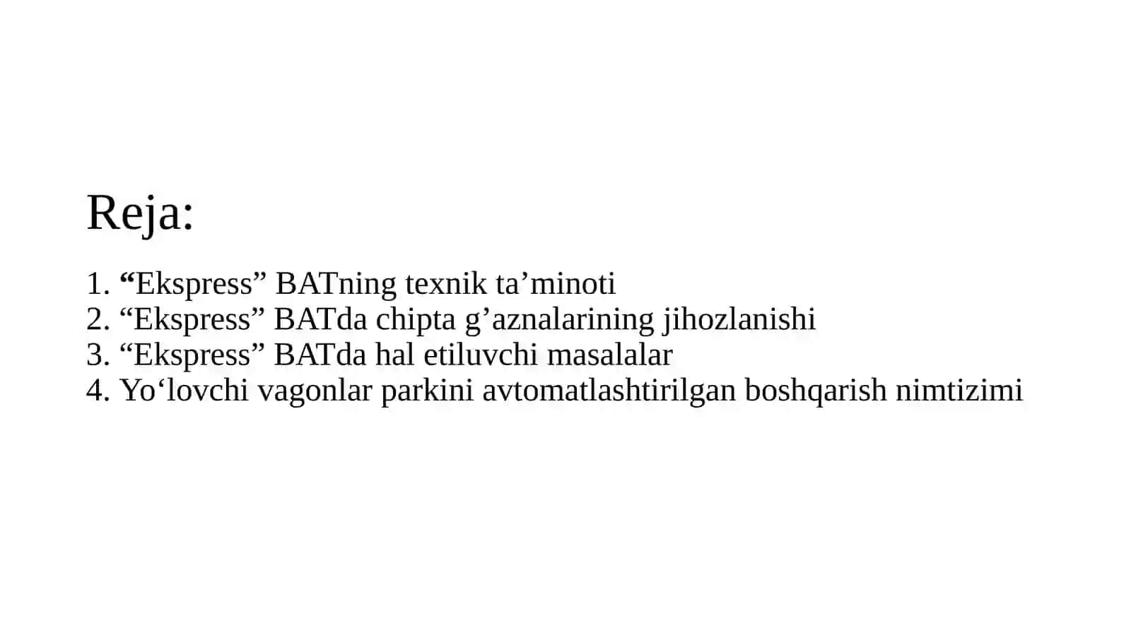 YO‘LOVCHI VAGONLAR PARKINI AVTOMATLASHTIRILGAN BOSHQARISH NIMTIZIMI 2