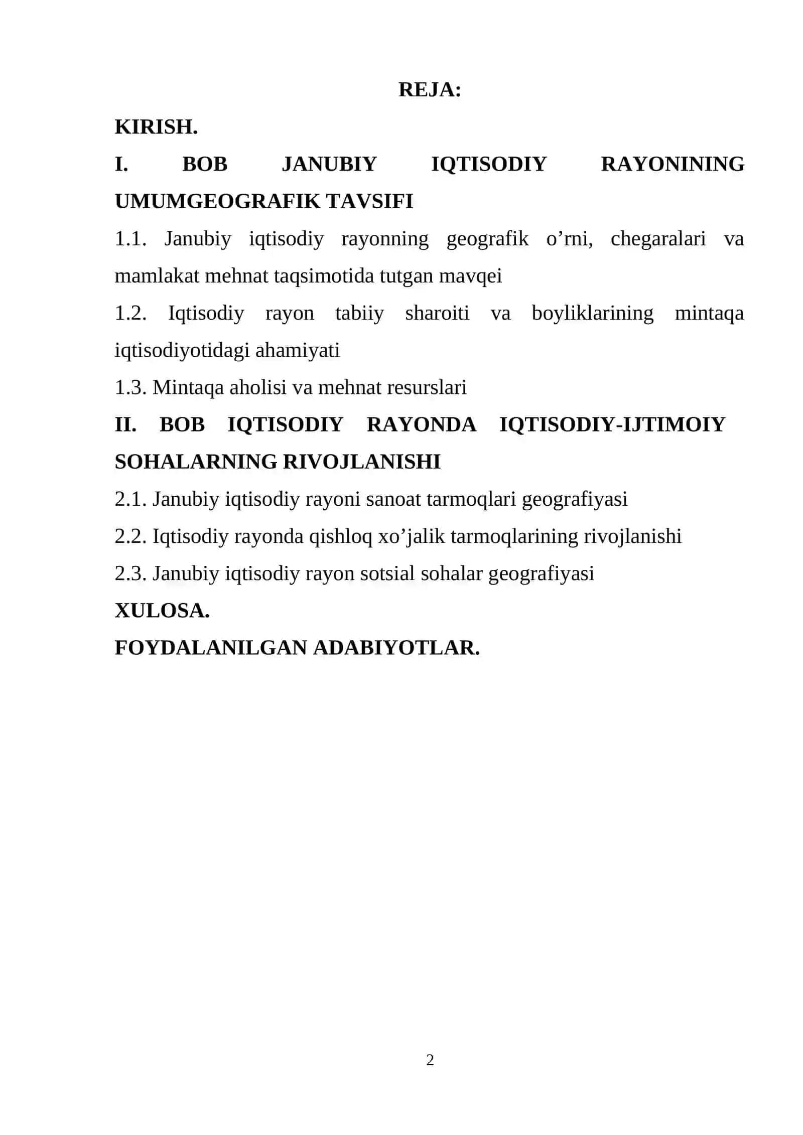 Janubiy iqtisodiy rayoni, aholisi, rivojlanishi va joylashishi 2