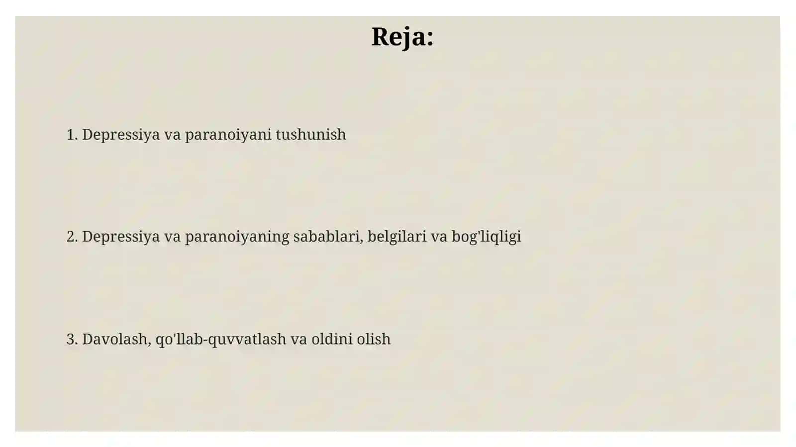 Depresiya va paranoya haqida tushuncha 2