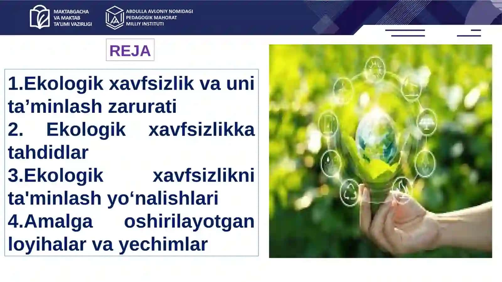 Ekologik xavfsizlik va uni ta’minlash yo‘nalishlari 2