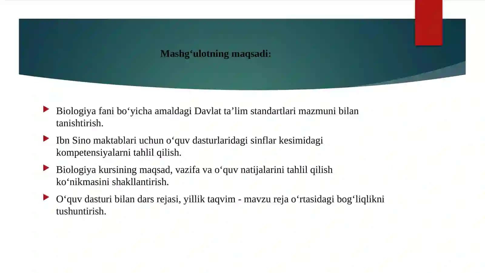 Biologiya fanidan DTS o'quv dasturi 2