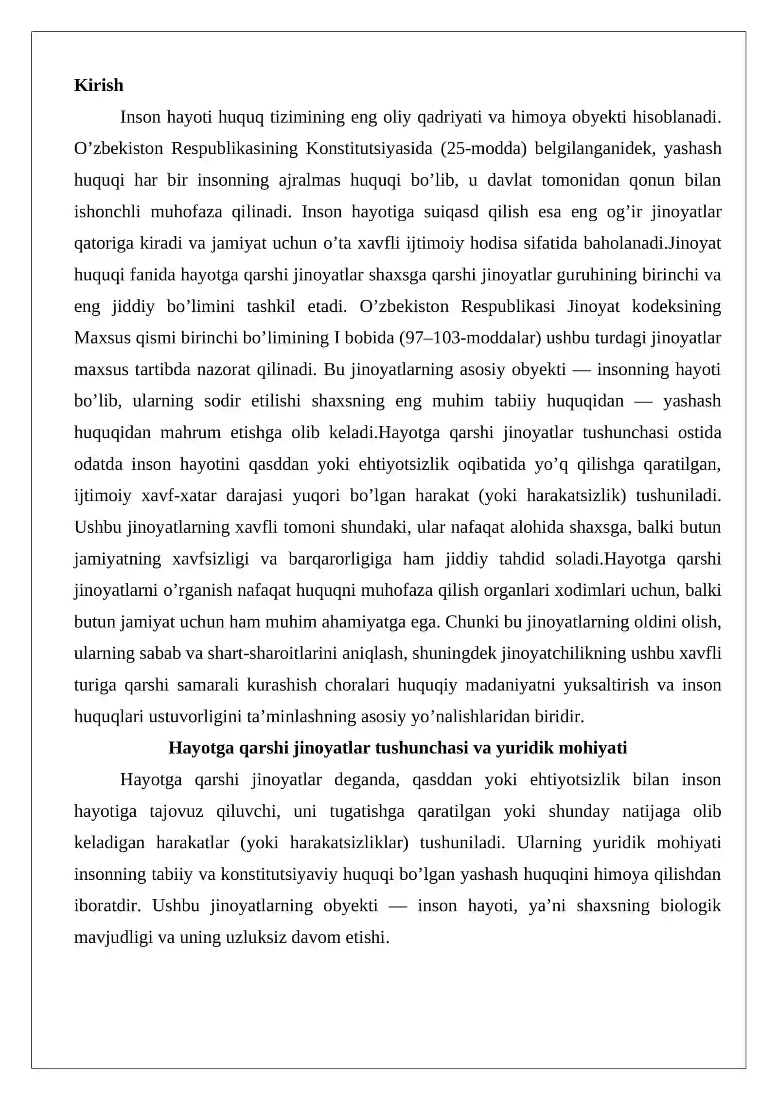 Hayotga qarshi jinoyatlar tushunchasi va turlari 2