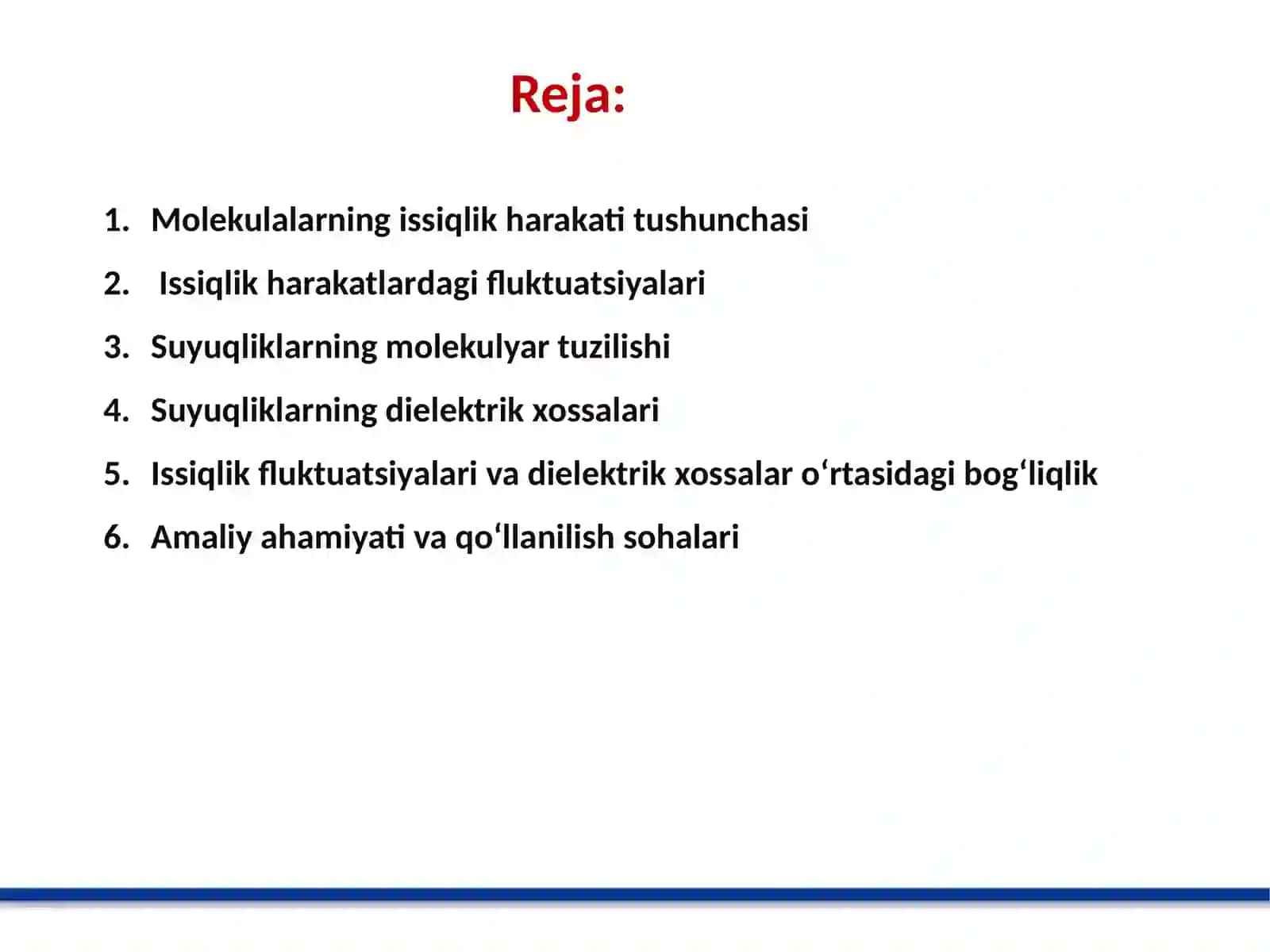 Molekulalarning issiqlik harakatlardagi fluktuatsiyalari va  suyuqliklarning dielektrik xossalari 2