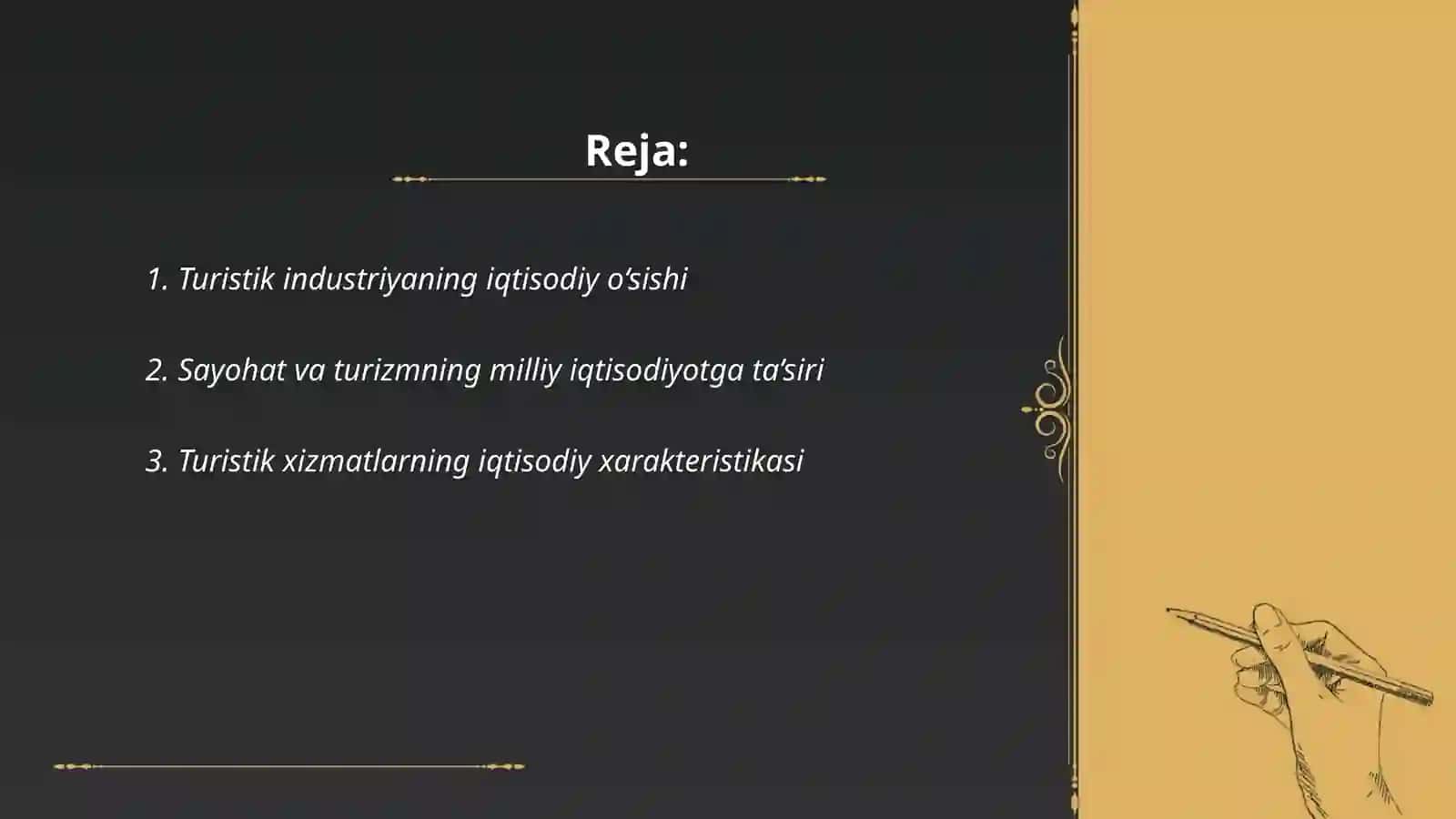 Turistik industiryaning iqtisodiy asoslari 2