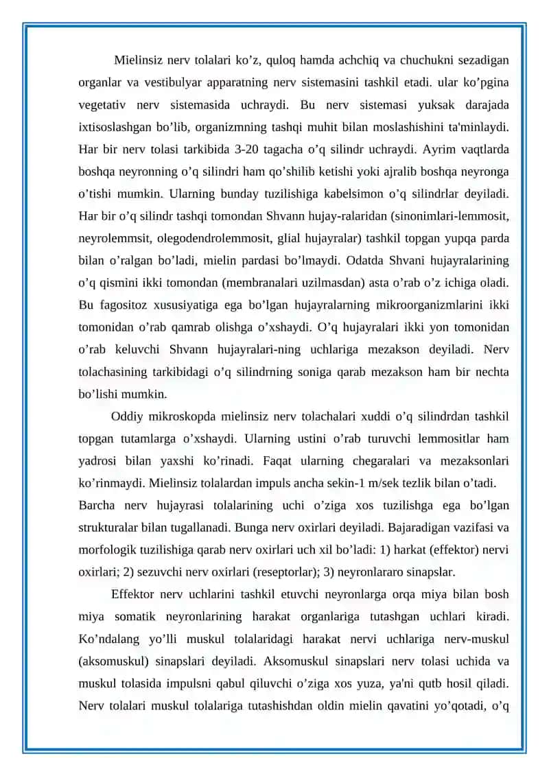 MIYELINLI VA MIYELINSIZ ASAB TOLALARINING TUZILISHI 2