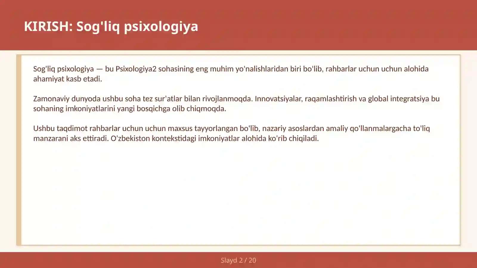Sog'liq psixologiya 2