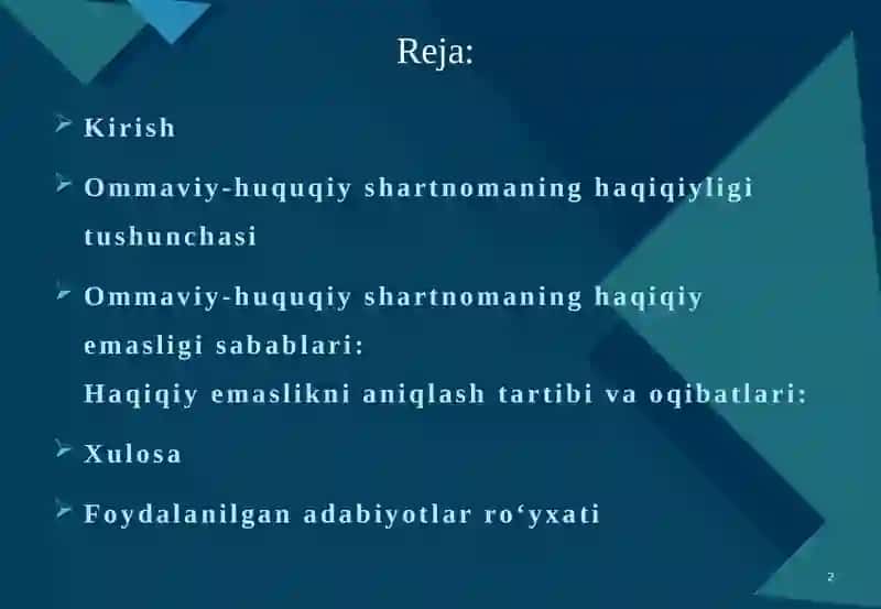Ommaviy-huquqiy shartnomaning haqiqiy emasligi 2