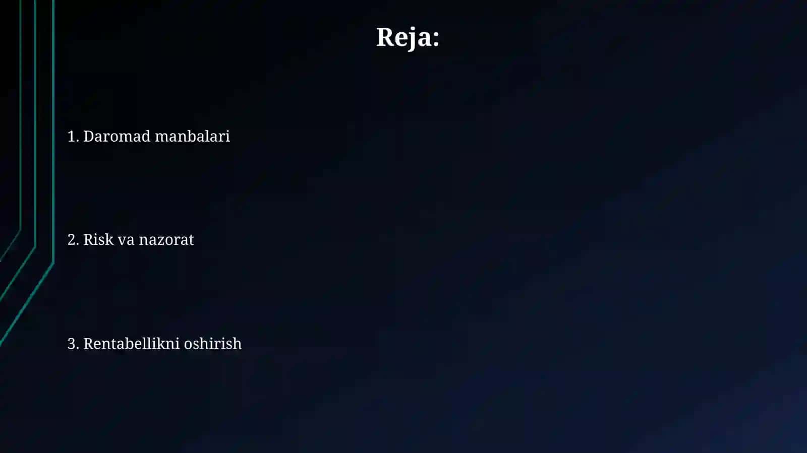 Tijorat banklari Foydalari daromadlari boshqaruvi 2