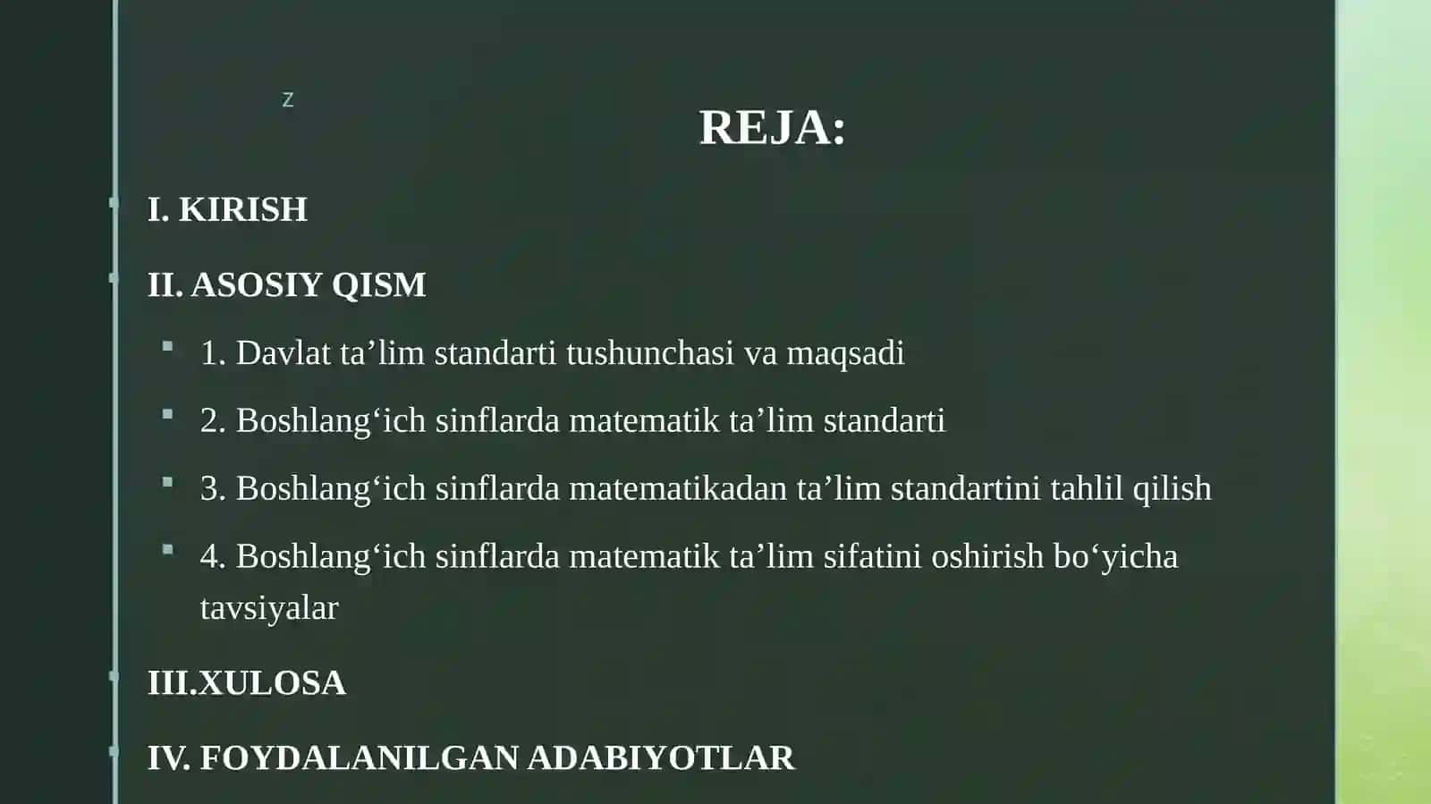 BOSHLABGʻICHSINFLARIDA MATEMATIKADAN DAVLAT TA’LIM STANDARTI TAHLILI 2