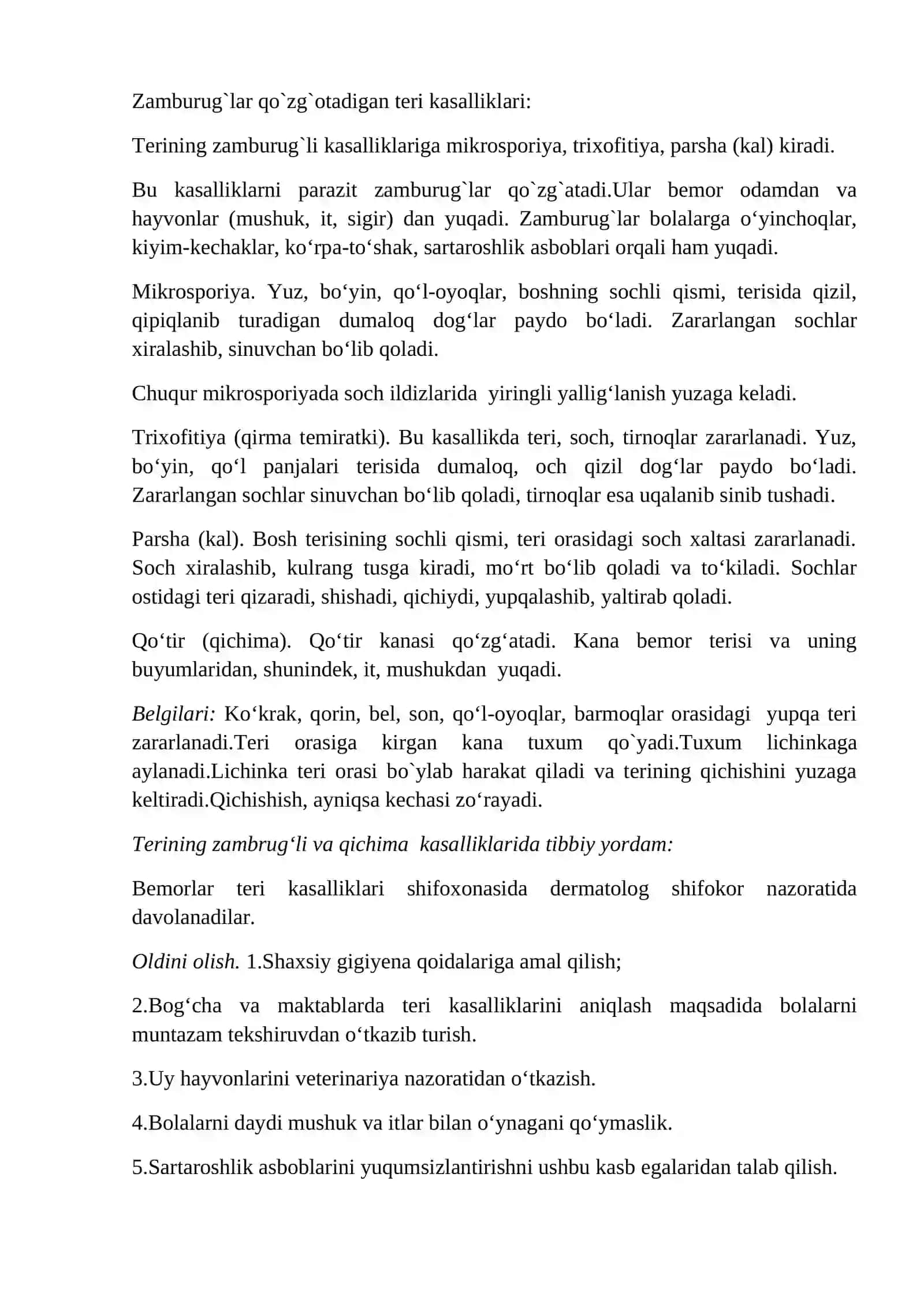 Teri va tanosil a`zolarining yuqumli kasalliklari 2