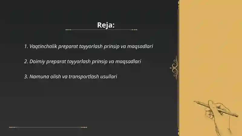 Vaqtinchalik preparat tayyorlash doimiy preparat tayyorlash texnikasi 2