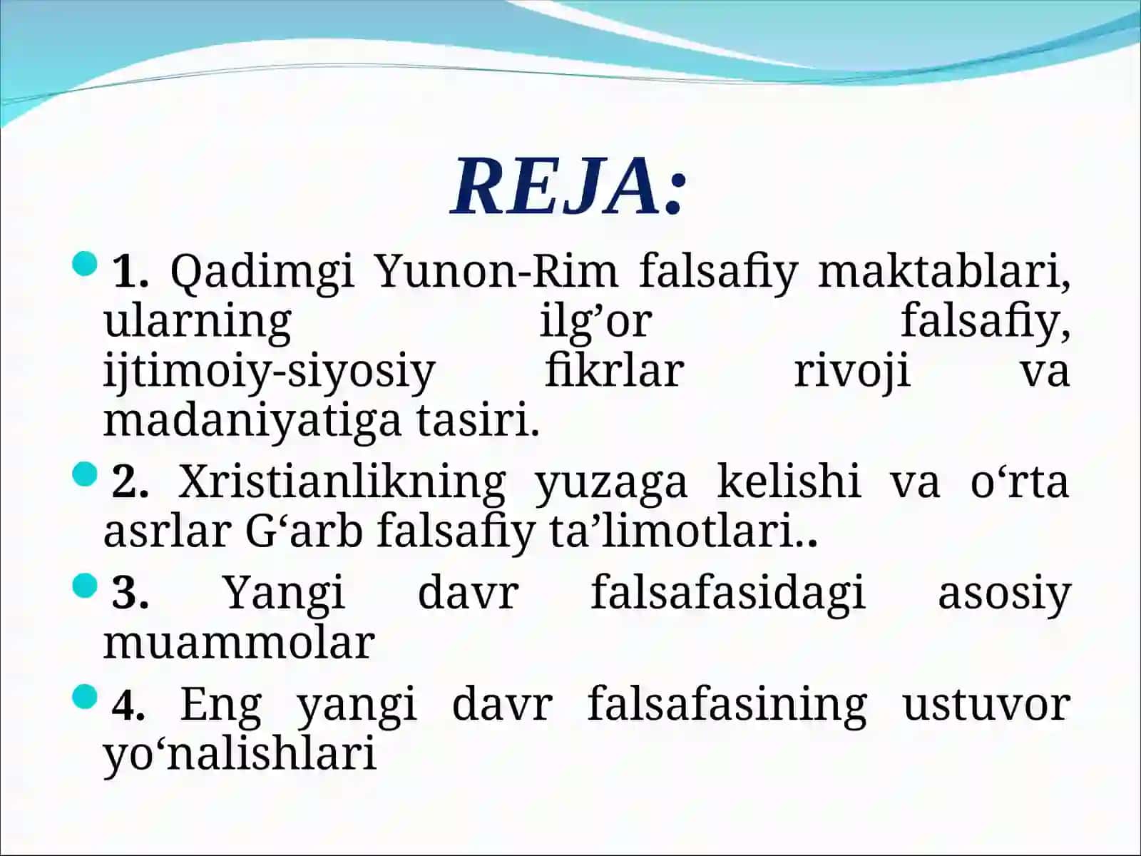 TAFAKKUR TARAQQIYOTI BOSQICHLARI G’ARB FALSAFASI 2
