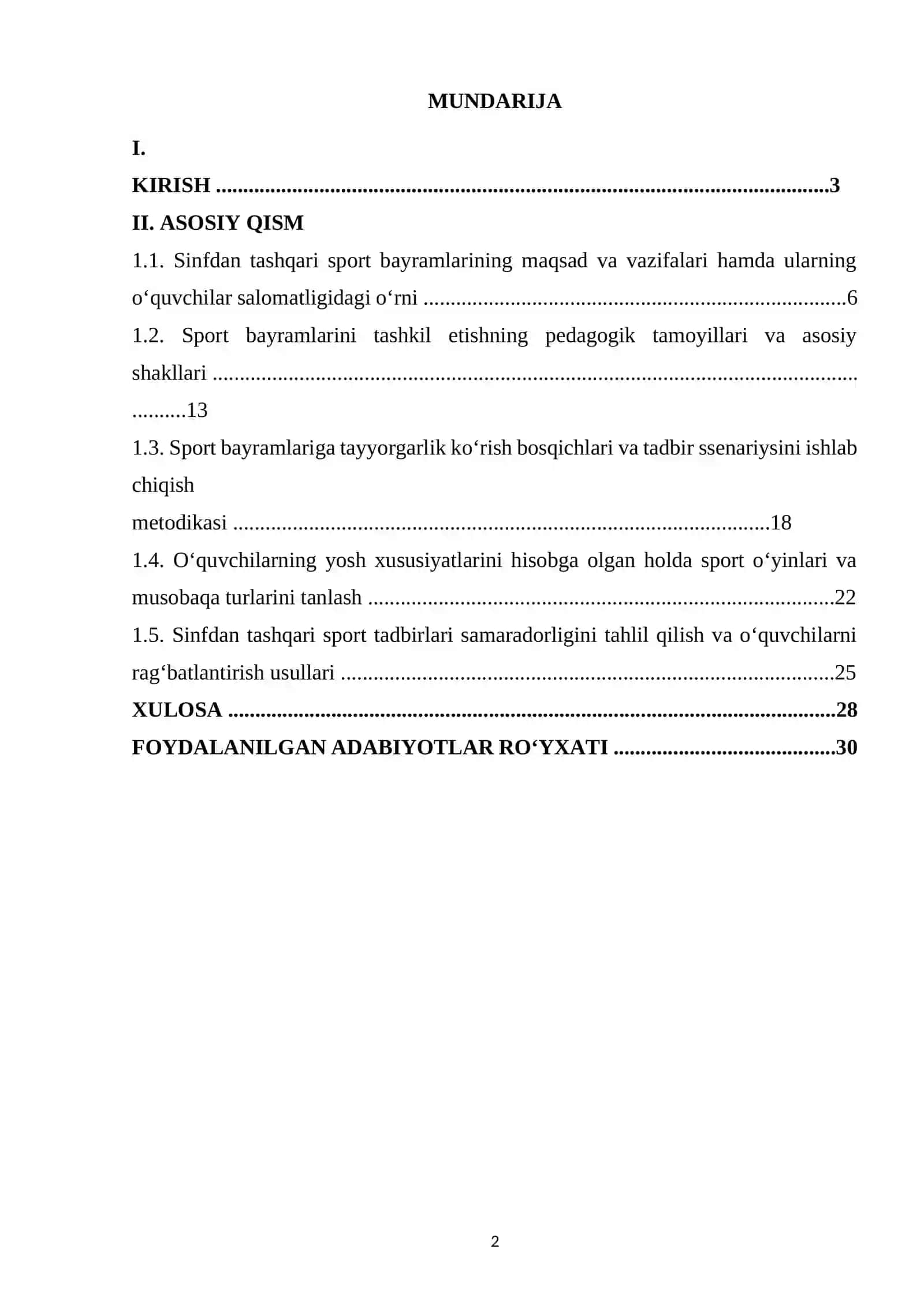 Sinfdan tashqari olib boriladigan sport bayramlari 2