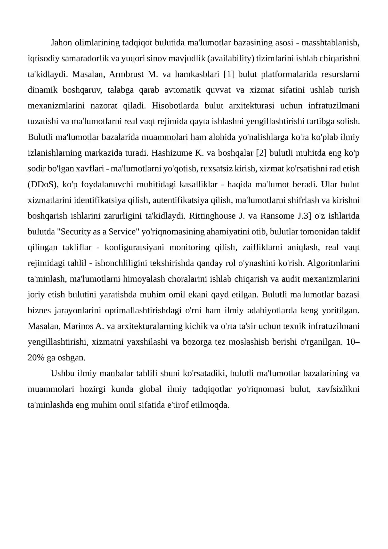Bulutli ma’lumotlar bazalari: afzalliklari va xavfsizlik masalalari 2