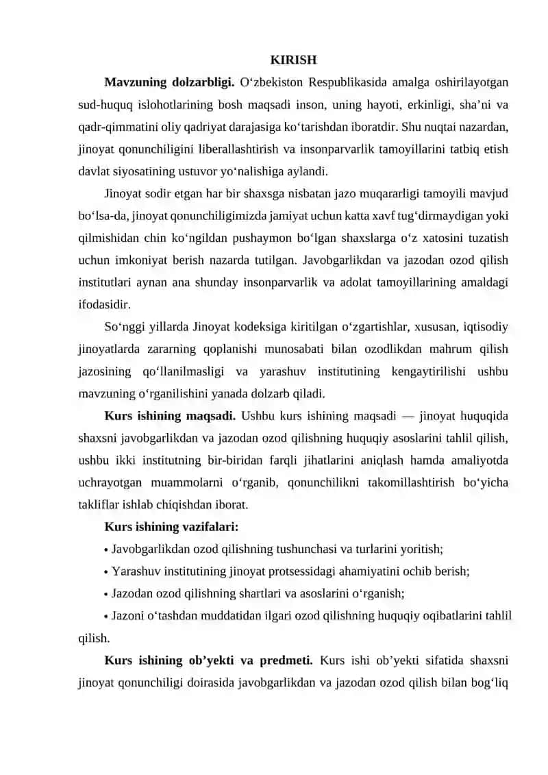 JINOYAT QONUNCHILIGIDA JAVOBGARLIKDAN VA JAZODAN OZOD QILISHNING HUQUQIY ASOSLARI 2
