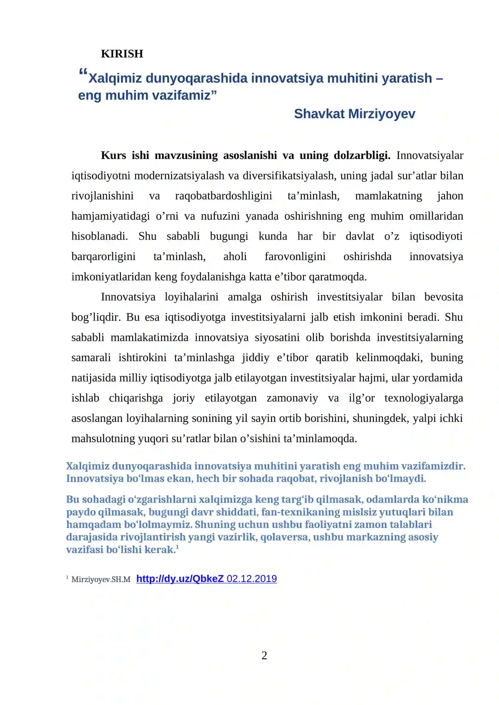 Innovatsiyaning iqtisodiy mazmun-mohiyati va iqtisodiyotni modernizatsiyalashdagi ahamiyati 2