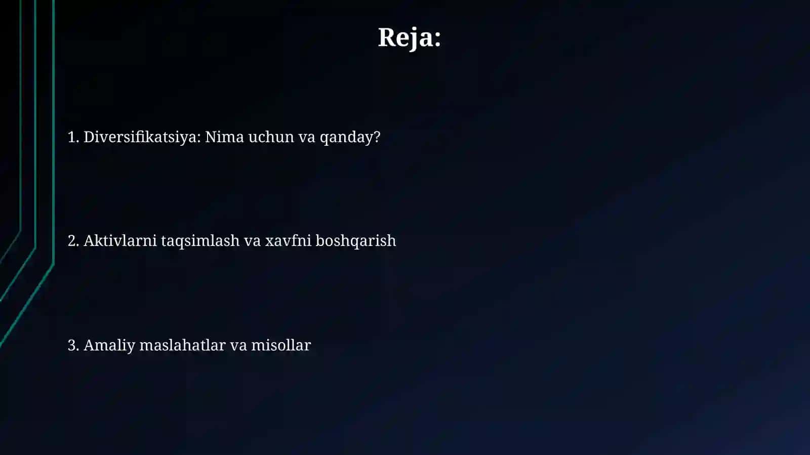 Investitsion portfelni diversifikatsiya qilish orqali riskni kamaytirish 2
