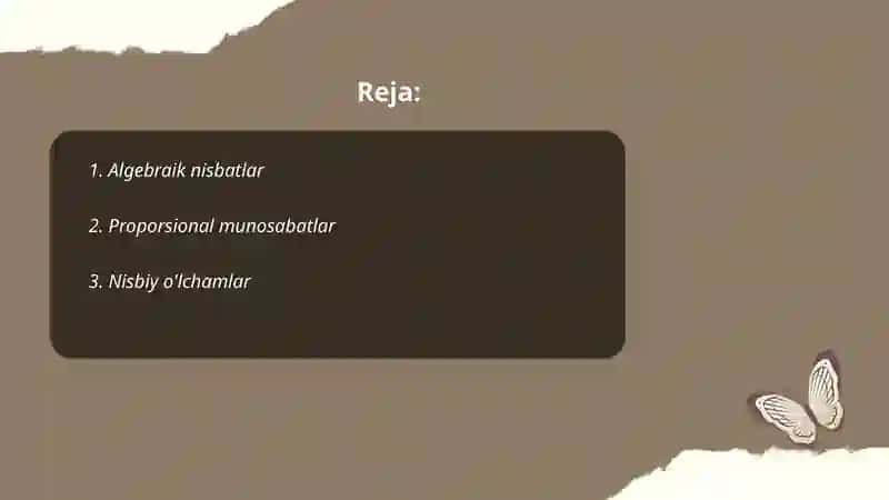 Algebraik nisbatlar 2