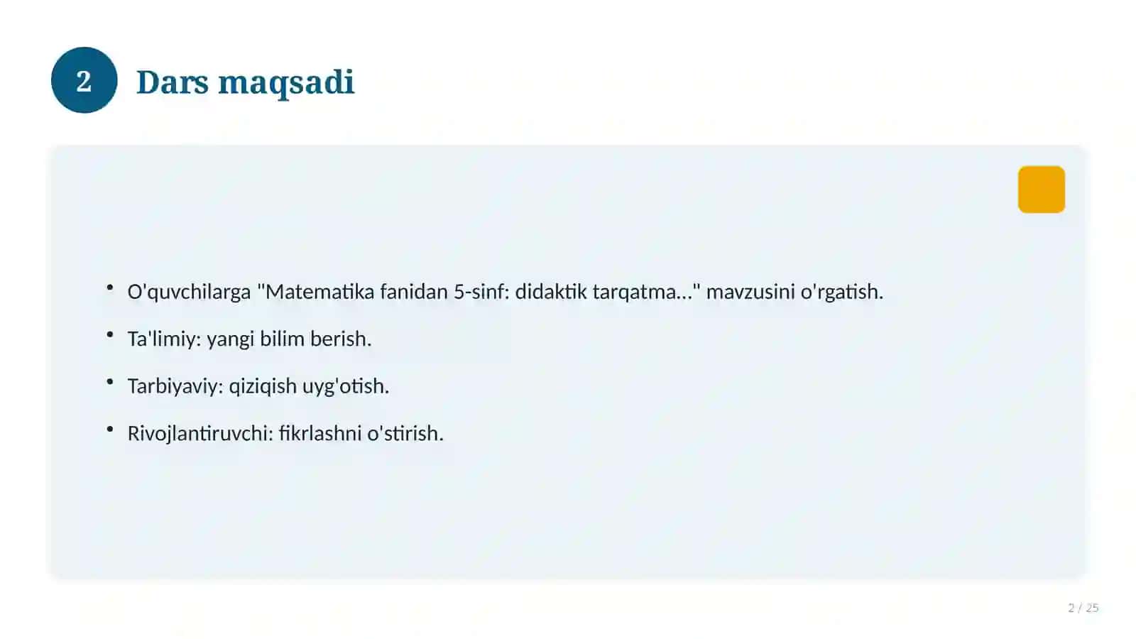 Matematika fanidan 5-sinf: didaktik tarqatma materiallar 2