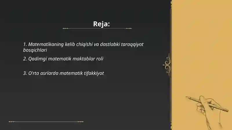 Matematikaning kelib chiqishi va dastlabki taraqqiyot bosqichlari 2