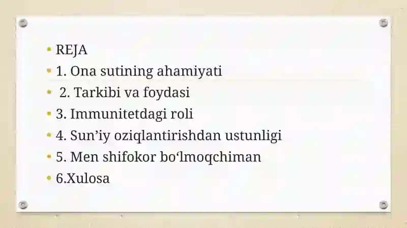 INSON  HAYOTIDA ONA SUTINING AHAMIYATI.  MEN  SHIFOKOR  BOLMOQCHIMAN. 2