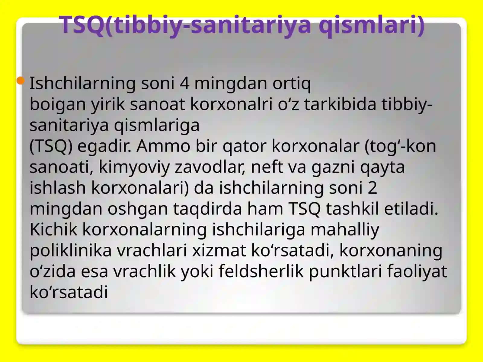 Ishchilarni tibbiy ko'rikdan o'tkazish va tashkil qilish 2