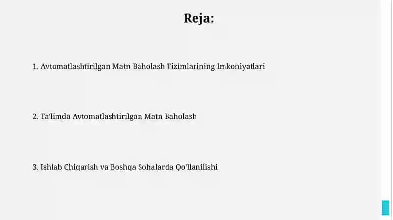 Avtomatlashtirilgan Matn Baholash Tizimlari 2