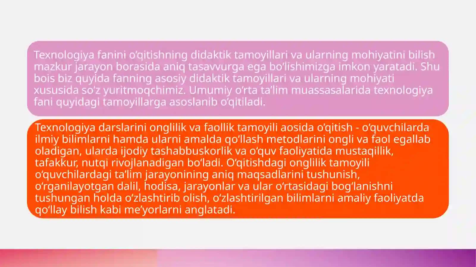 Texnologik ta'limning didaktik tamoyillari va ularning ta'limdagi o'rnini aniqlash 2