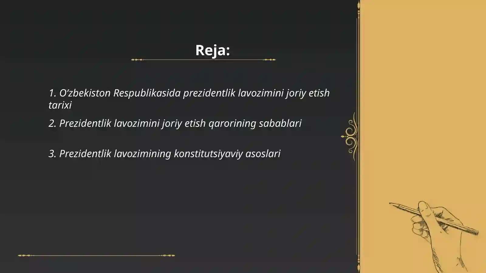 Oʻzbekiston Respublikasida prezidentlik lavozimi tasis etilishi 2