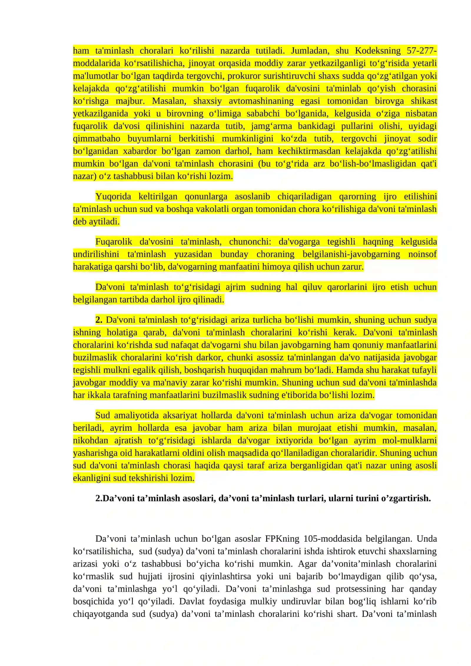 Fuqarolik protsessida da’voni ta’minlash tushunchasi 2