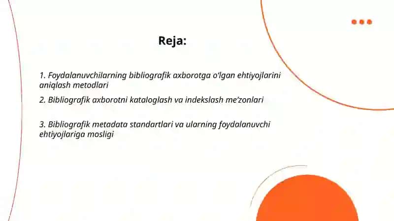 Bibliografik axborot orqali foydalanuvchilarning bibliografik axborotga boʻlgan ehtiyojlarini qondirish tizimi 2