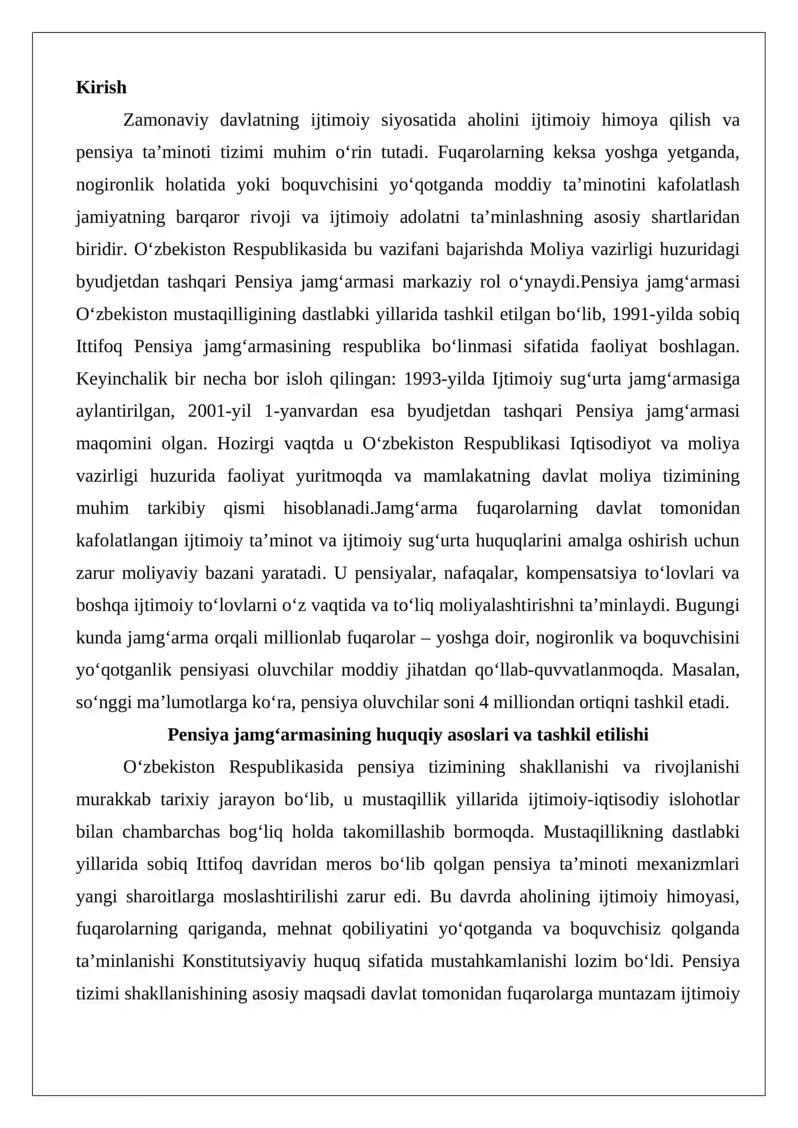 Moliya vazirligi huzuridagi byudjetdan tashqari Pensiya jamg‘armasi: vazifa va funksiyalari 2