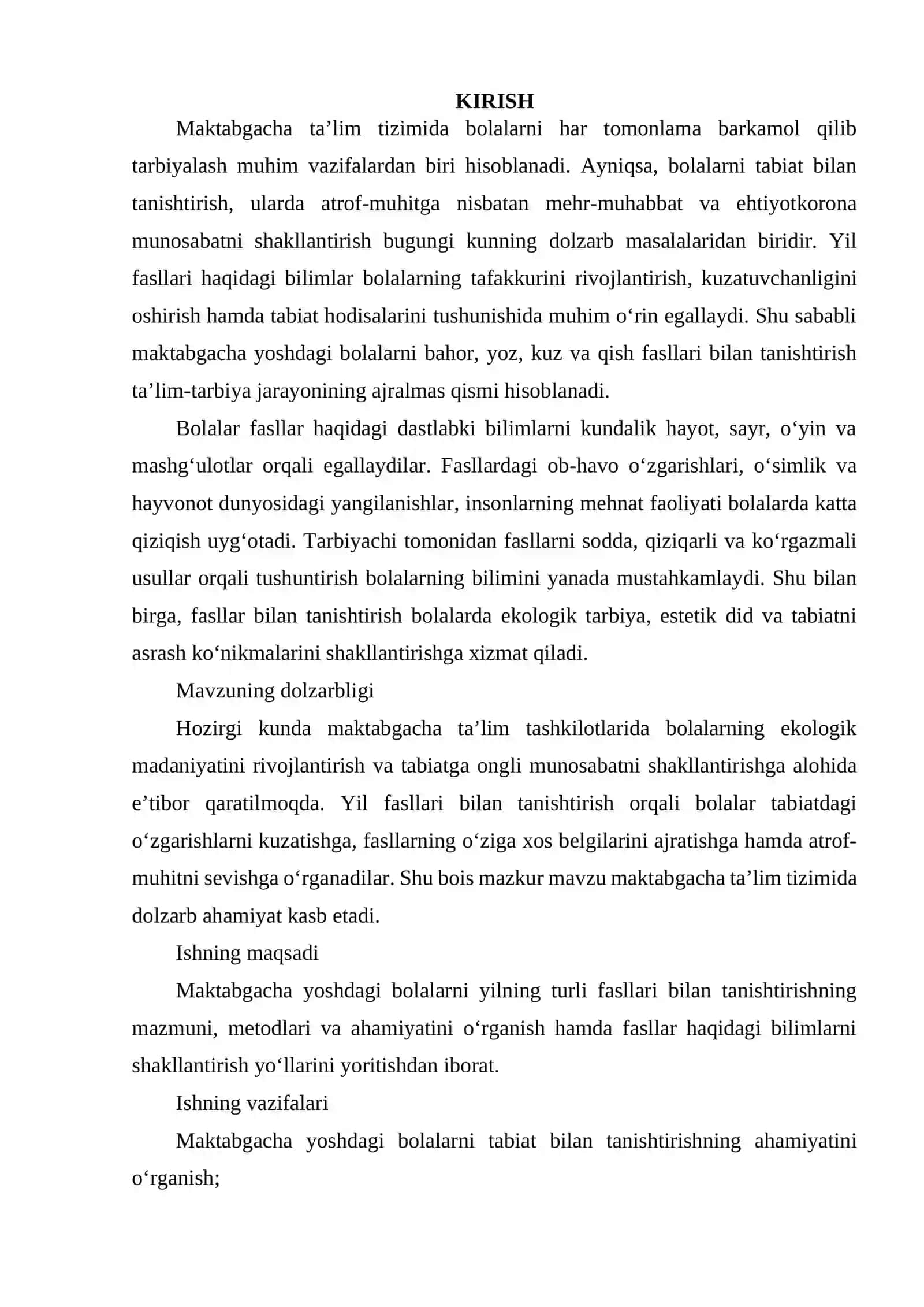 Maktabgacha yoshdagi bolalarni yilning turli fasllari bilan tanishtirish 2