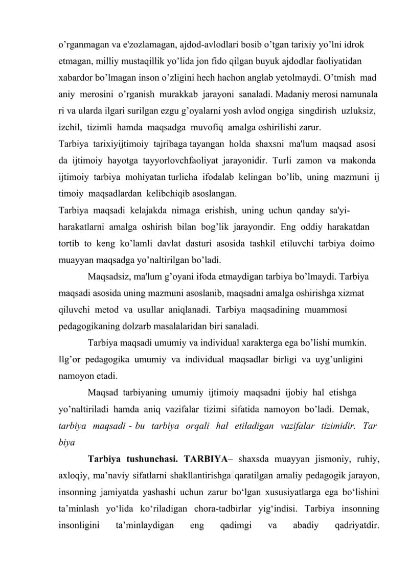 Tarbiya fanining maqsad va vazifalari 2