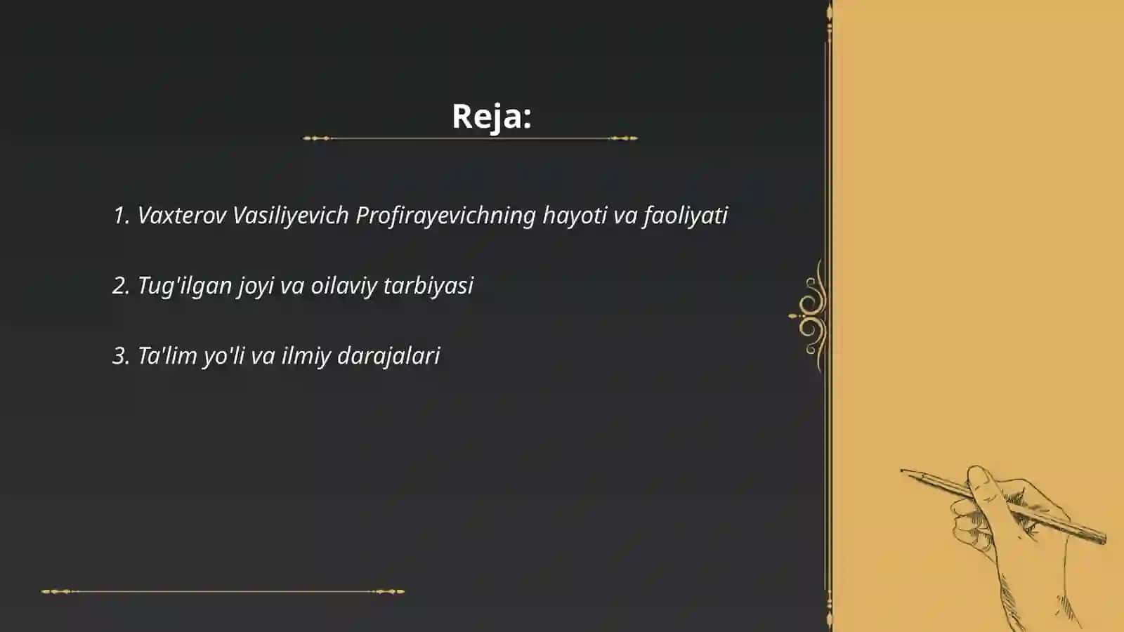 Vaxterov Vasiliyevich Profirayevichning hayoti va faoliyati 2