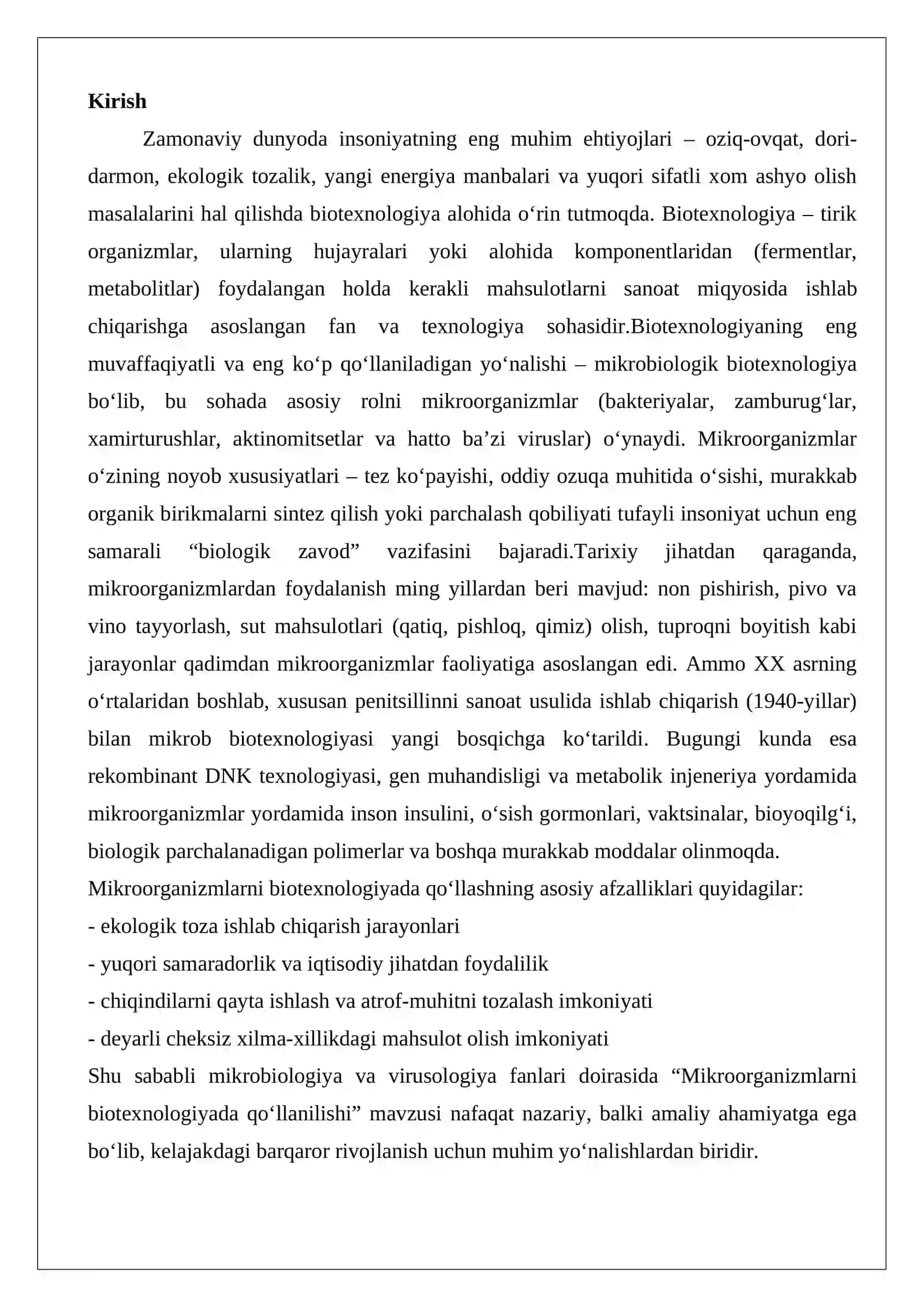 Mikroorganizmlarni biotexnologiyada qo‘llanilishi 2
