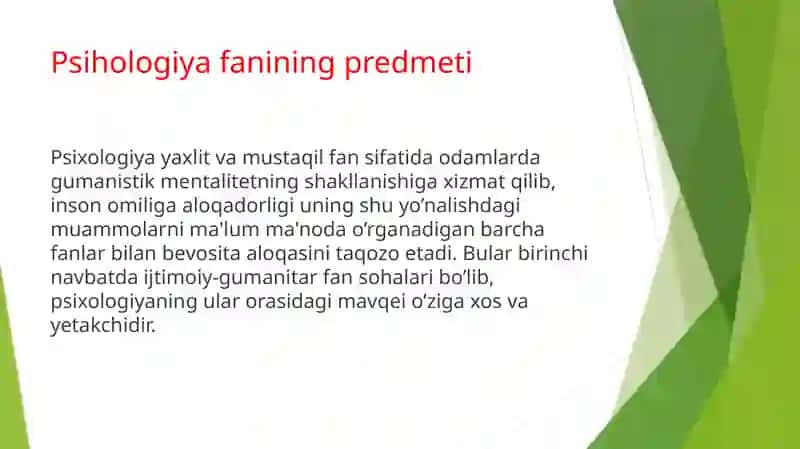 Psixologiya fanining predmeti va rivojlanishi 2
